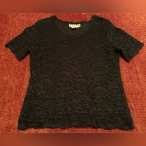 Black Lace Round Neck Top w/t Lining